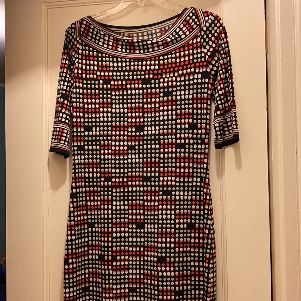 Studio M work dress fun polka dots pink white black gray - Picture 6 of 7